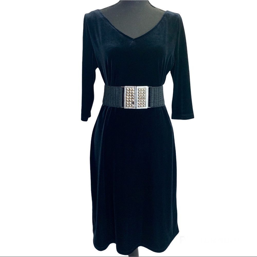 Jacob Black velvet stretchy V-neck dress size large